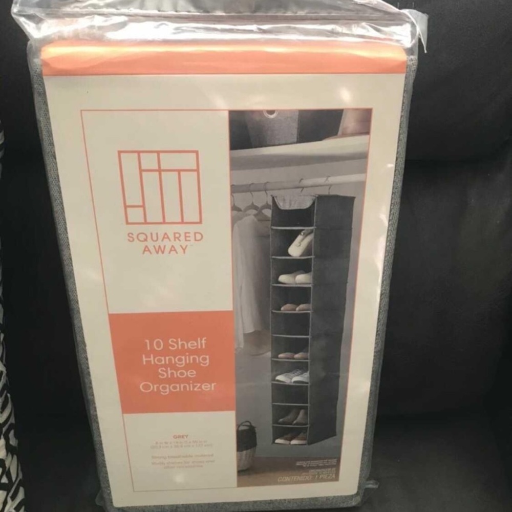 Gray 10-Shelf Hanging Shoe Organizer